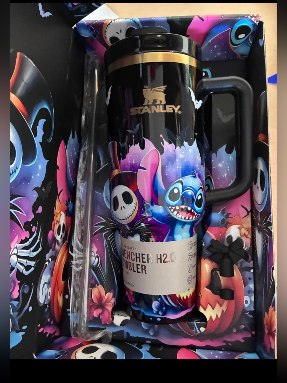STANLEY 40 oz. Lilo & Stitch Tumbler black rare box flowstate gift box Halloween
